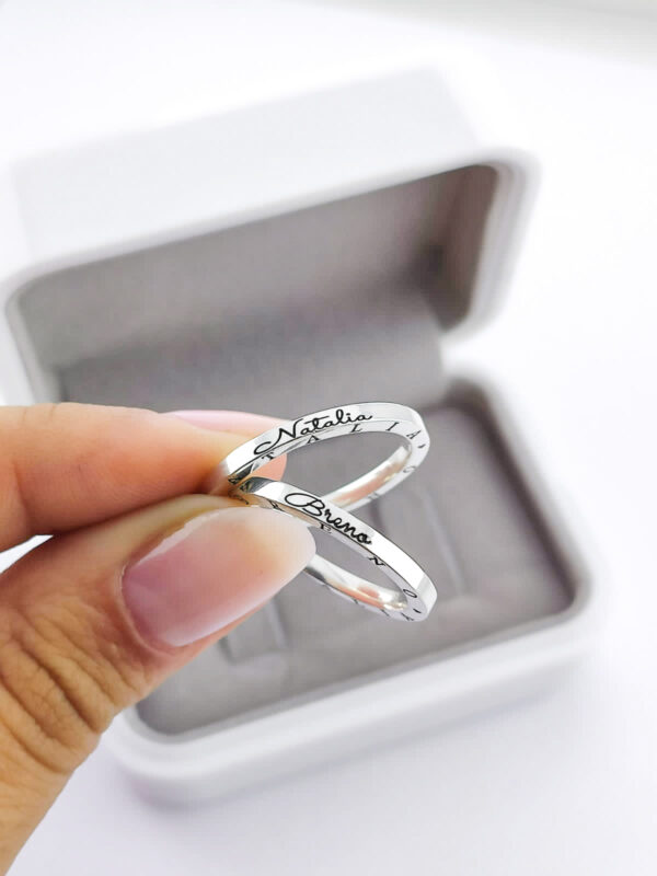 Aliança em Prata 950 de namoro ou compromisso Ariel – 3,5mm - Image 3