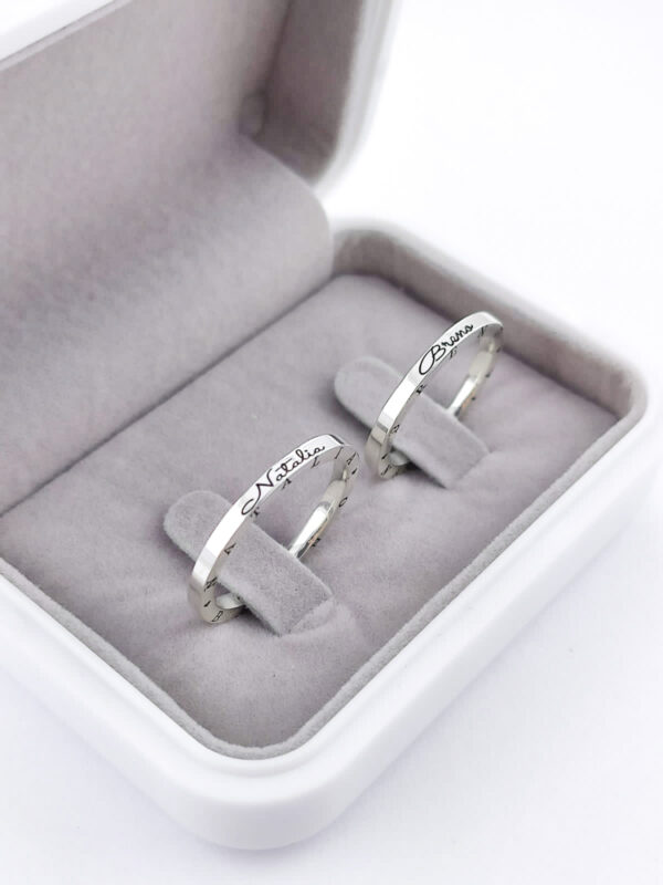 Aliança em Prata 950 de namoro ou compromisso Ariel – 3,5mm