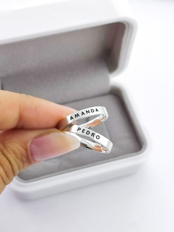 Aliança em Prata 950 de namoro ou compromisso Portugal – 4,5mm - Image 3