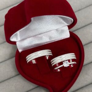 Aliança em Prata 950 de namoro ou compromisso Coral + anel solitário – 5mm
