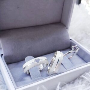 Aliança em Prata 950 de namoro ou compromisso Lili + anel solitário – 6mm