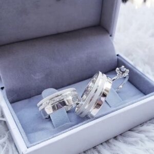 Aliança em Prata 950 de namoro ou compromisso Milu + anel solitário – 8mm