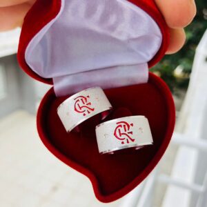 Aliança em Prata 950 de namoro ou compromisso Flamengo – 10mm