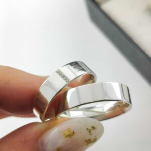 Aliança em Prata 950 de namoro ou compromisso Quartzo – 7,5mm