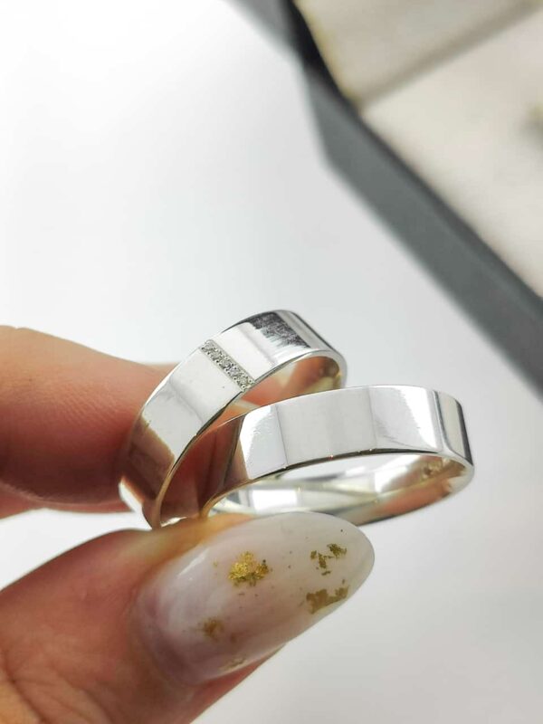 Aliança em Prata 950 de namoro ou compromisso Quartzo – 7,5mm