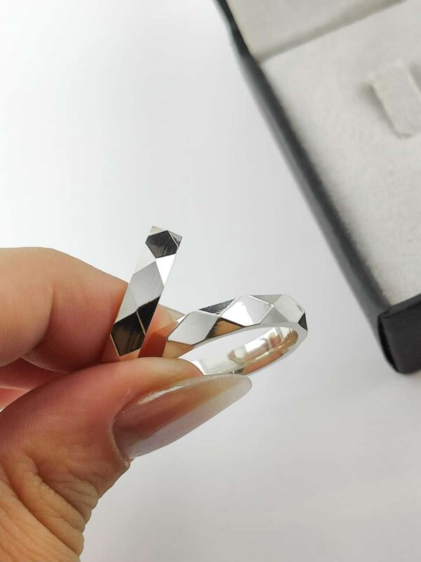 Aliança em Prata 950 de namoro ou compromisso Malaquita – 5mm